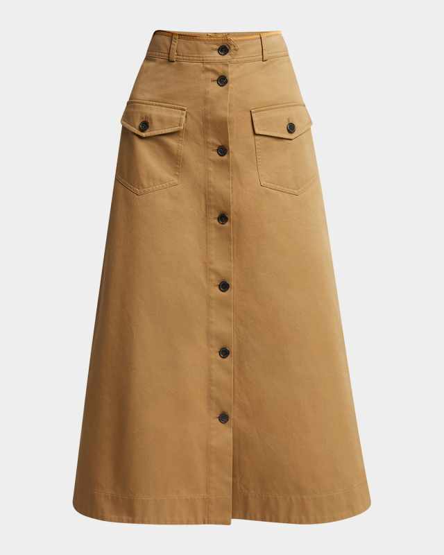 Button Down Midi Skirt